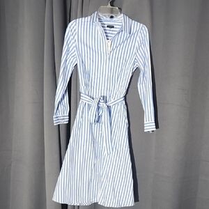 NWT Talbots Light Blue Striped Long Sleeve Dress